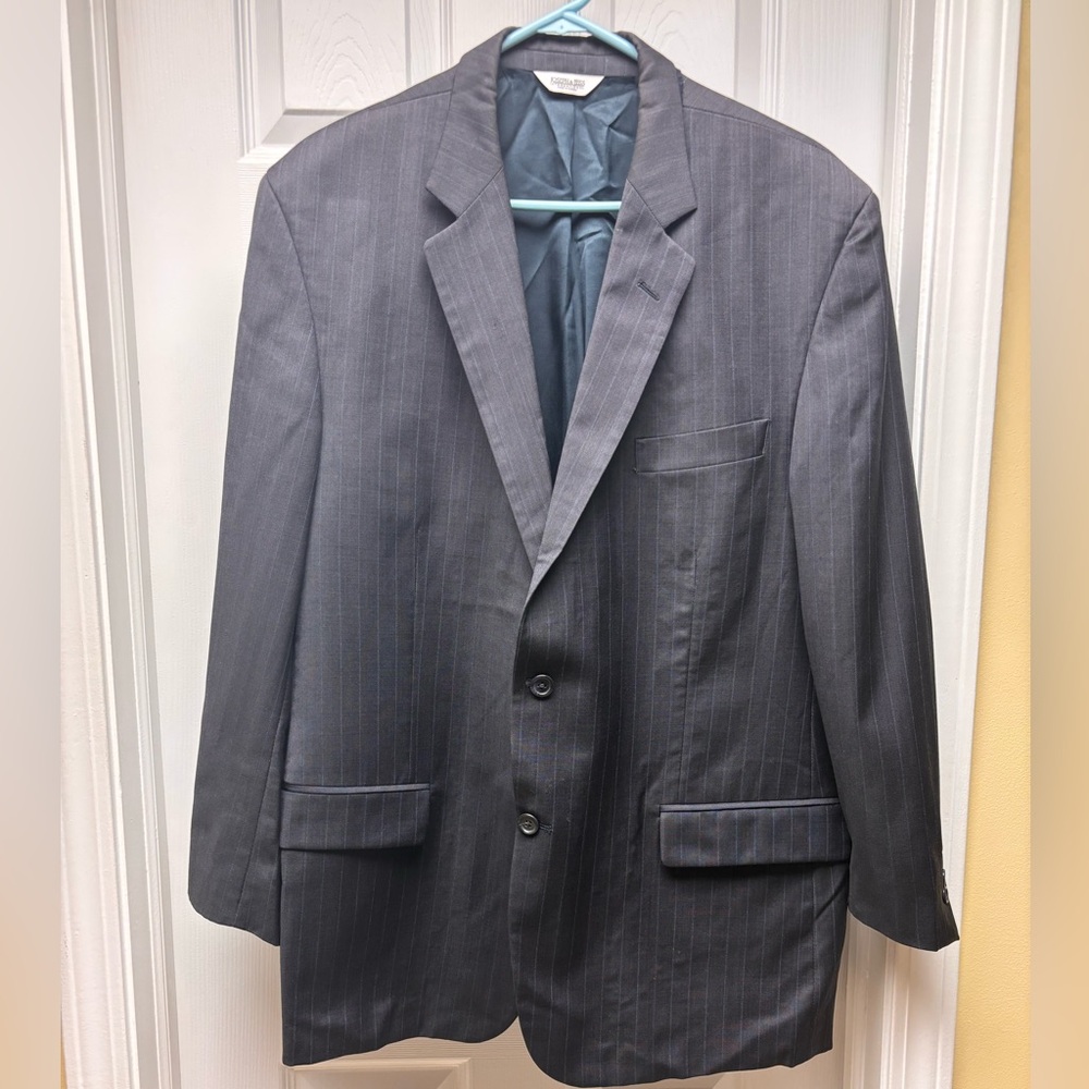 Joseph & Feiss 44R Black Blue Pinstripe Wool Suit Blazer